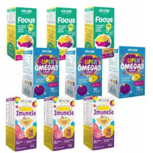 3x Focus Kids + 3x Super Ômega 3 Kids + 3x Imunese Kids