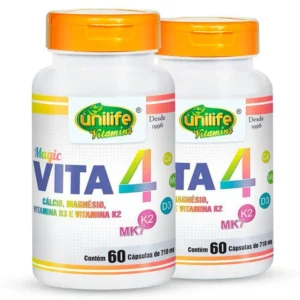 Kit 2 Vita4 Cálcio Magnésio Vitamina D e K2 Unilife