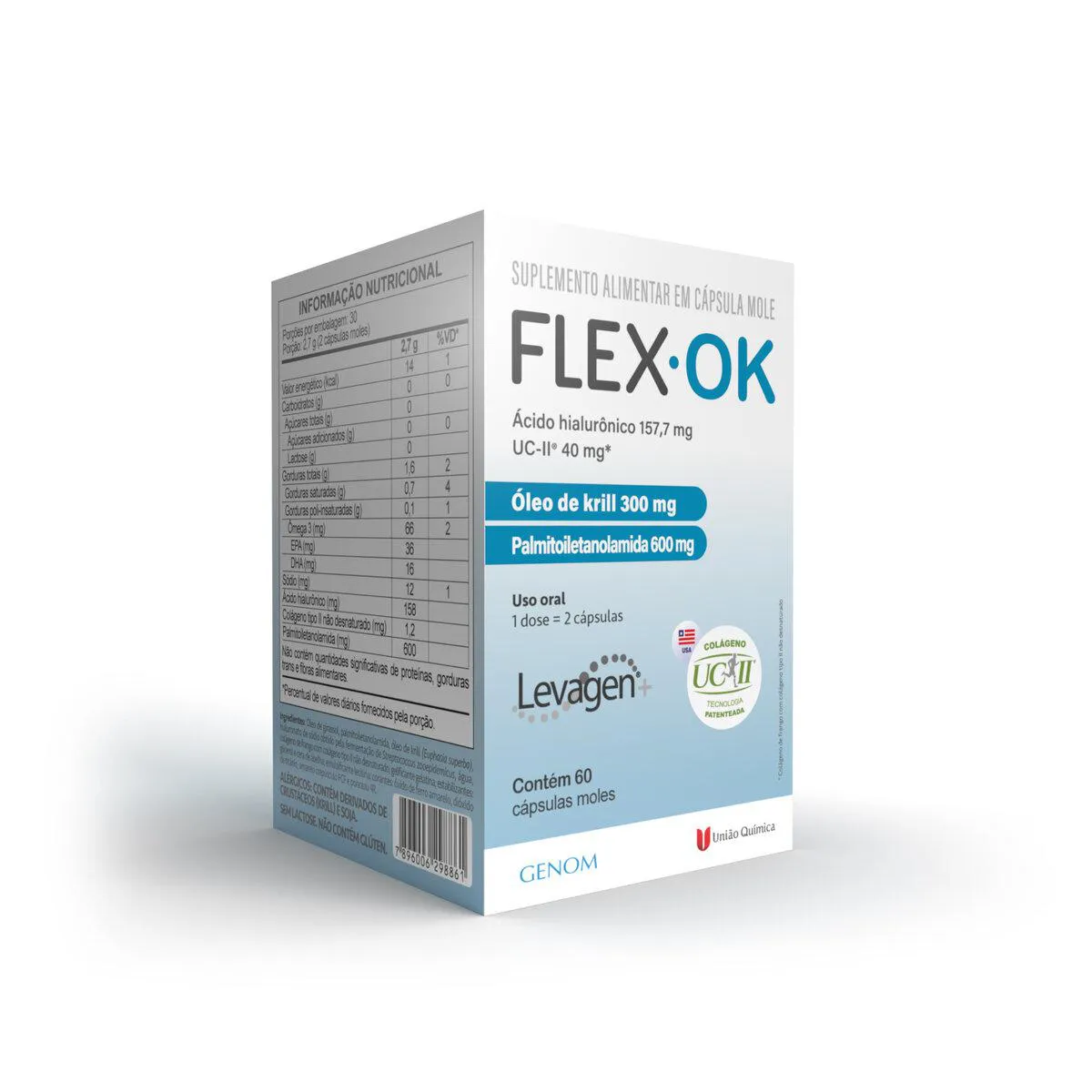 Colágeno Flex Ok com Ácido Hialurônico 60 Cápsulas