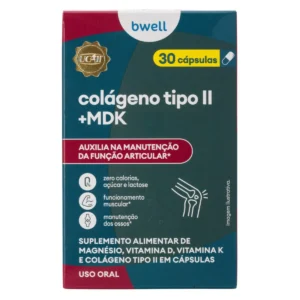 Colágeno Tipo II Bwell MDK Magnésio + Vitamina D e K 30 Cápsulas
