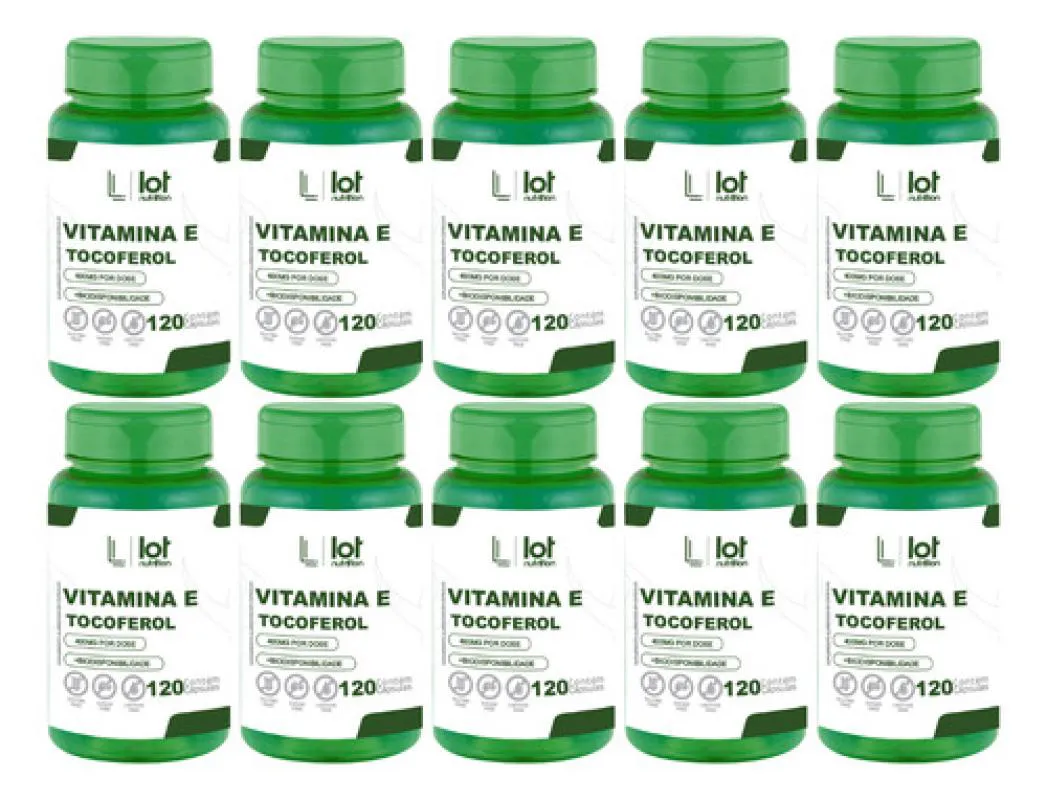 Kit 10un Vitamina e 400mg 120 cápsulas Antioxidante Natural sem Sabor