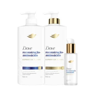 Kit Dove Reconstrução + Aminoácido Shampoo 600ml+ Condicionador 600ml + Leave-In de Tratamento 110ml