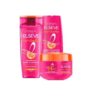 Kit L’Oréal Paris Elseve Liso dos Sonhos Shampoo 200ml + Condicionador 200ml + Creme de Tratamento 300g