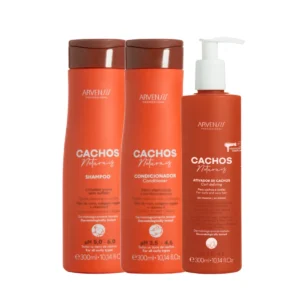 Kit Arvensis Cachos Naturais Shampoo 300ml + Condicionador 300ml + Ativador de Cachos 300ml