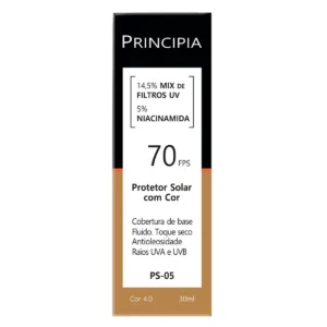 Protetor Solar Facial Principia Skincare PS-05 14,5% Mix de Filtros Uv + 5% Niacinamida FPS 70 Cor 4.0 30ml