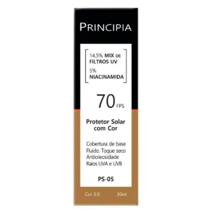 Protetor Solar Facial Principia Skincare PS-05 14,5% Mix de Filtros Uv + 5% Niacinamida FPS 70 Cor 5.0 30ml