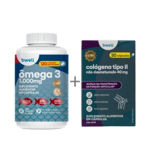 Kit Bwell Ômega 3 120 Cápsulas + Colágeno Tipo II Não Desnaturado 40mg 30 Cápsulas