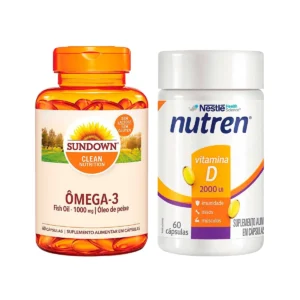 Kit Ômega 3 Fish Oil 1000mg Sundown 60 cápsulas + Vitamina D 2.000UI Nutren 60 cápsulas