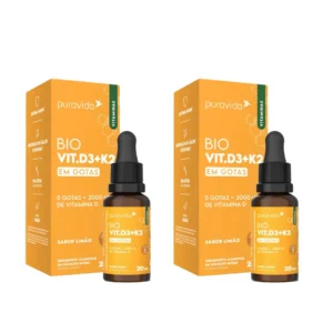 Kit 2 Suplemento Bio Vit.D3+K2 Gotas Sabor Limão – Puravida