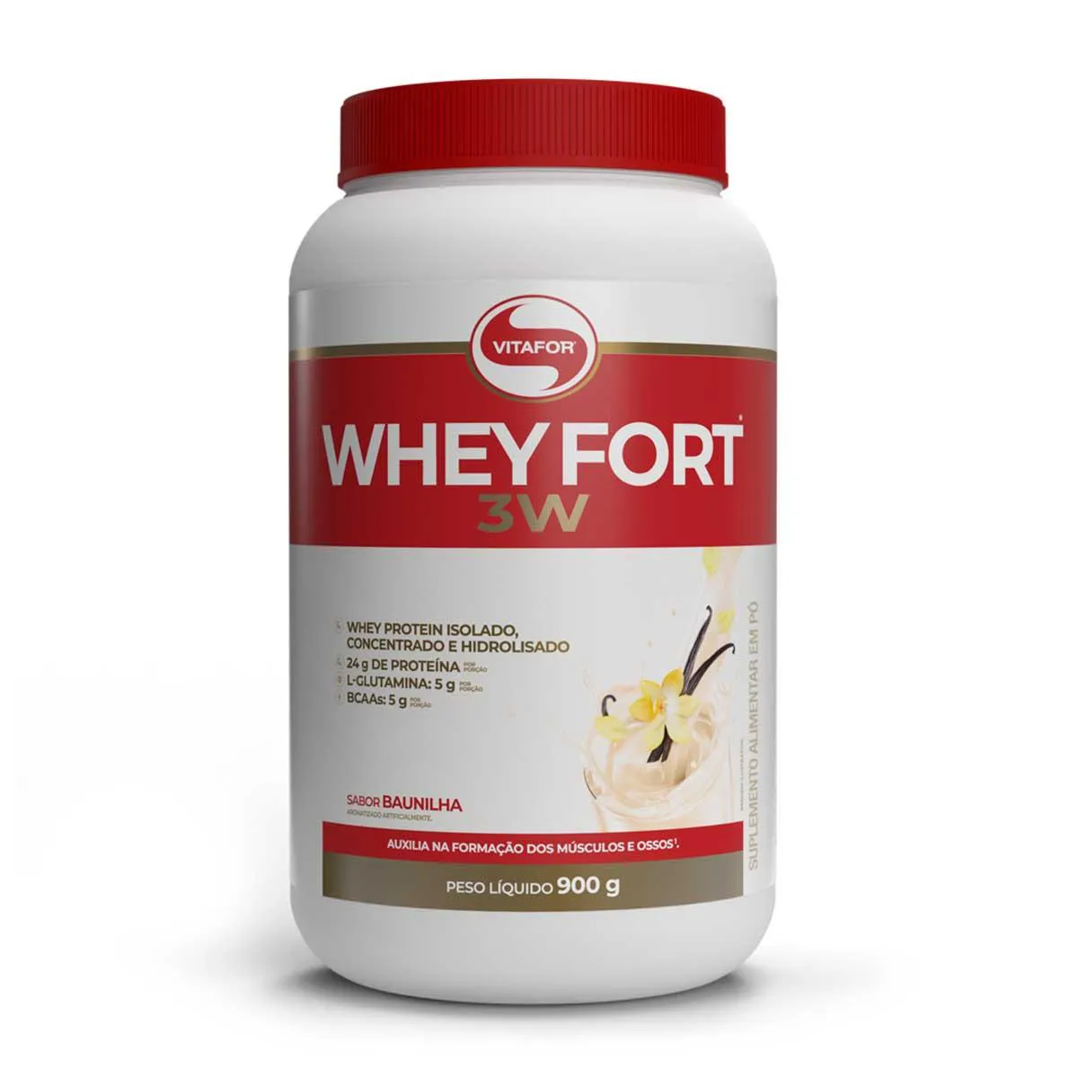 Whey Protein Vitafor Whey Fort 3W Baunilha 900g