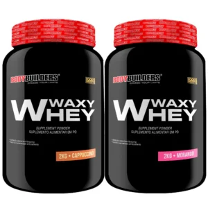 2x Whey Protein Waxy Whey (35%) – 2kg – Bodybuilders Morango e Cappuccino
