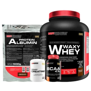 Kit Waxy Whey 2kg + Albumina 500g + Bcaa 100g Tangerina + Power Creatina 100g – Bodybuilders