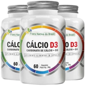 Kit 3x Cálcio D3 (carbonato de Cálcio + Vitamina D3) 60 cápsulas – Flora Nativa
