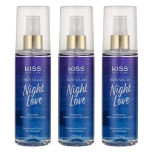 Kit Night Love Kiss New York Body Splash 200ml – Desodorante Colônia Feminino 3 unidades