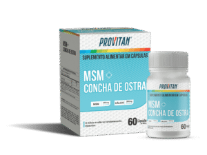 MSM (Metilsulfonilmetano) + Concha de Ostra (Cálcio) Provitan 660 mg – 60 Cápsulas para Saúde Articular