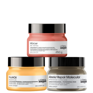 Kit L’Oréal Professionnel Absolut Repair Molecular + NutriOil + Inforcer Masks (3 Produtos)